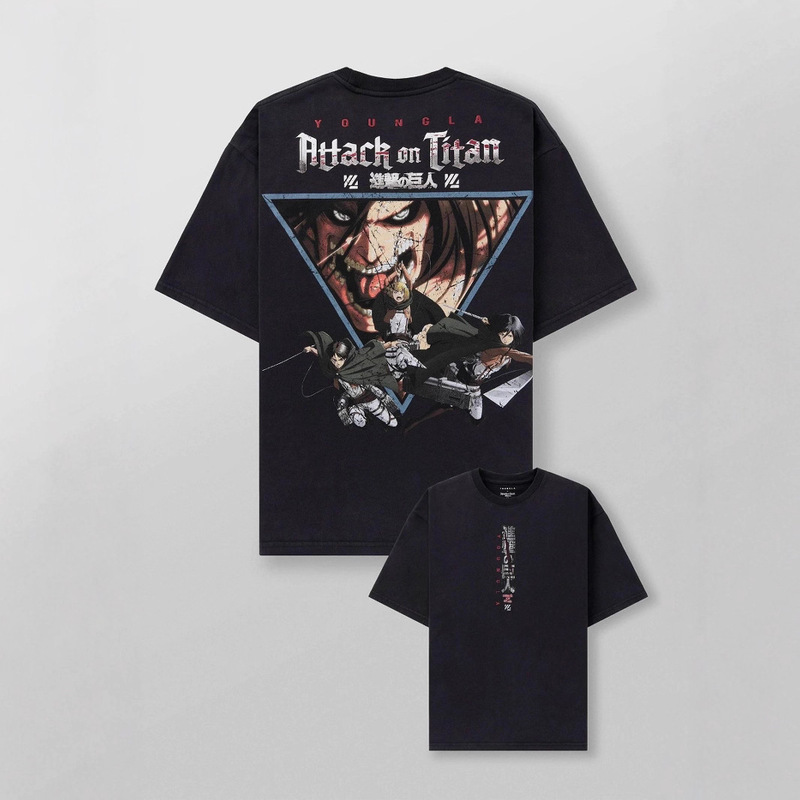 Youngla Alliance Attack on Titan Men's Oversized T-Shirt Jogger Sports Fitness Pure Cotton Short Sleeves