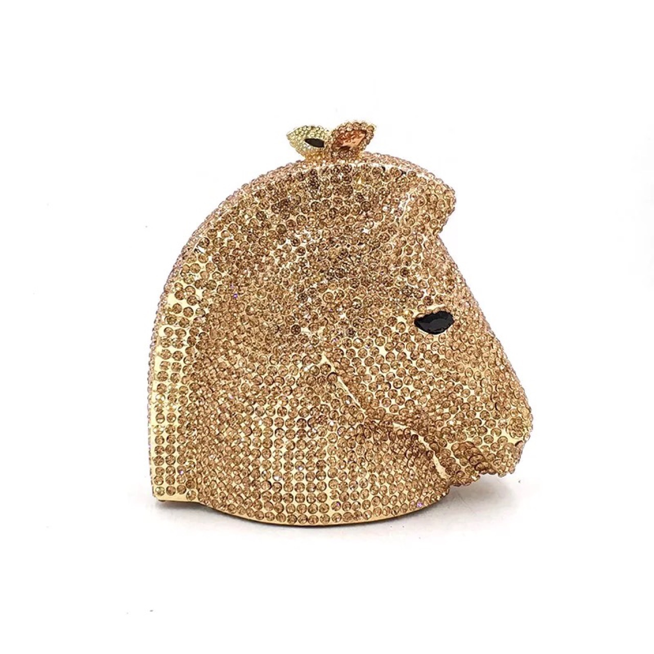 Túi clutch nữ đính đá hình đầu ngựa phong cách Âu Mỹ — Vàng cà phê chi tiết 7