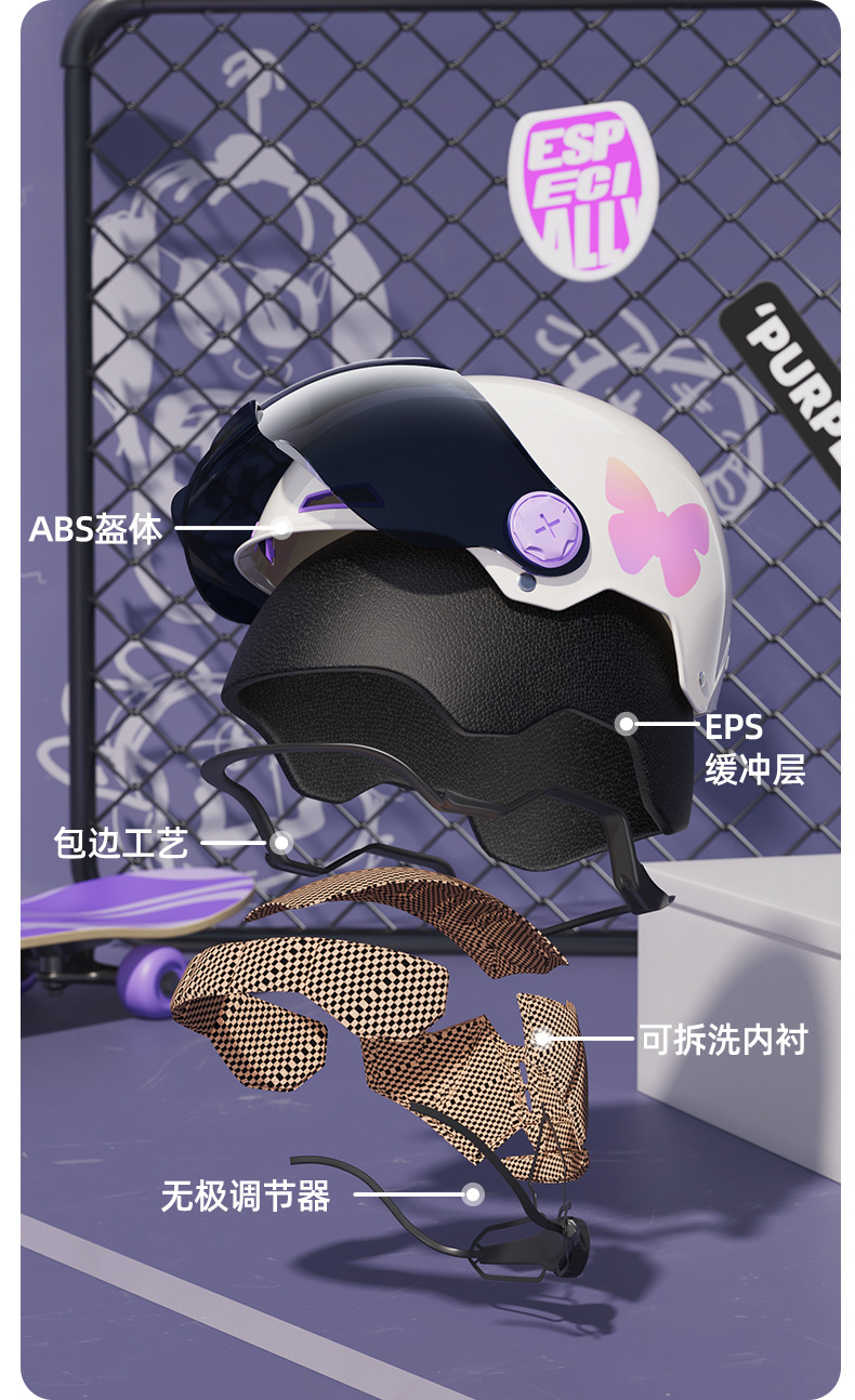 Cable Helmet for Electric Vehicles for Girls, No Hair Pressure, Universal for All Seasons, 3C Certified, Winter Warm and Cute Safety Helmet
