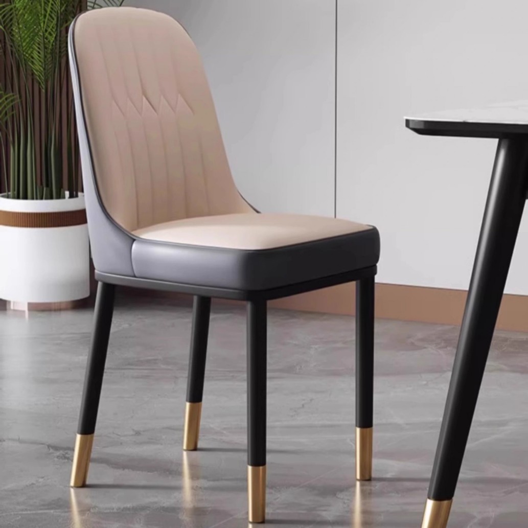 Mesa de comedor de estilo francés de estilo crema, mesa de esquina redondeada rectangular, combinación de mesa de comedor y silla doméstica moderna y simple