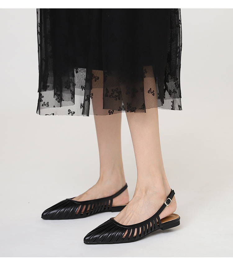 Unique Pointed-toe Buckle Sandals For Women, Hollow Back Strap, Flat-soled, New Summer Fashion Beach Shoes_desvips.com