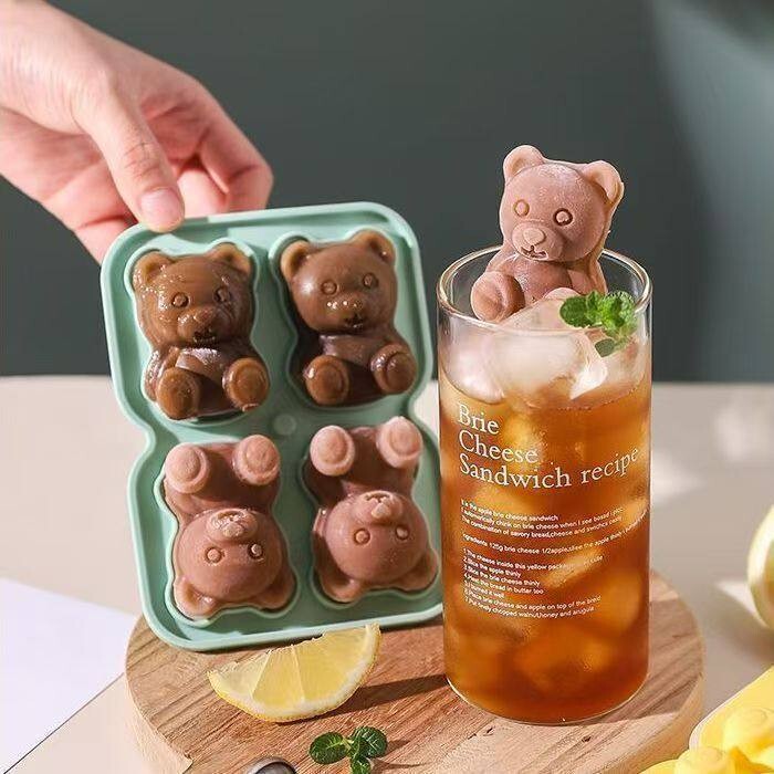 Bear-Shaped Ice Cube Mold Silicone Food-Grade Ice Tray for Home Use, Cute Summer Ice Box