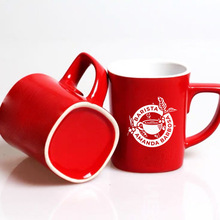 經典小紅杯陶瓷杯簡約創意馬克杯 咖啡杯方形水杯家用杯子印logo