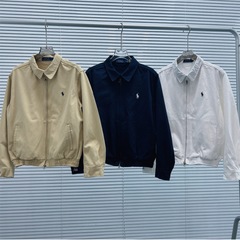 跨境高品质拉夫RL老干部小马字母刺绣拉链翻领长袖夹克外套老钱风