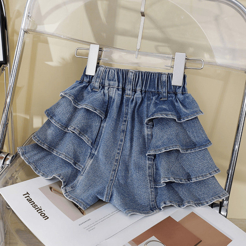 春秋女童牛仔半身裙夏季2024新款中大童网红洋气蛋糕儿童洋气短裙