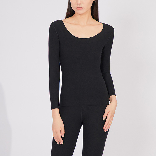 Fever new style women's thermal underwear vertical double-sided velvet long-sleeved brushed slim bottoming shirt