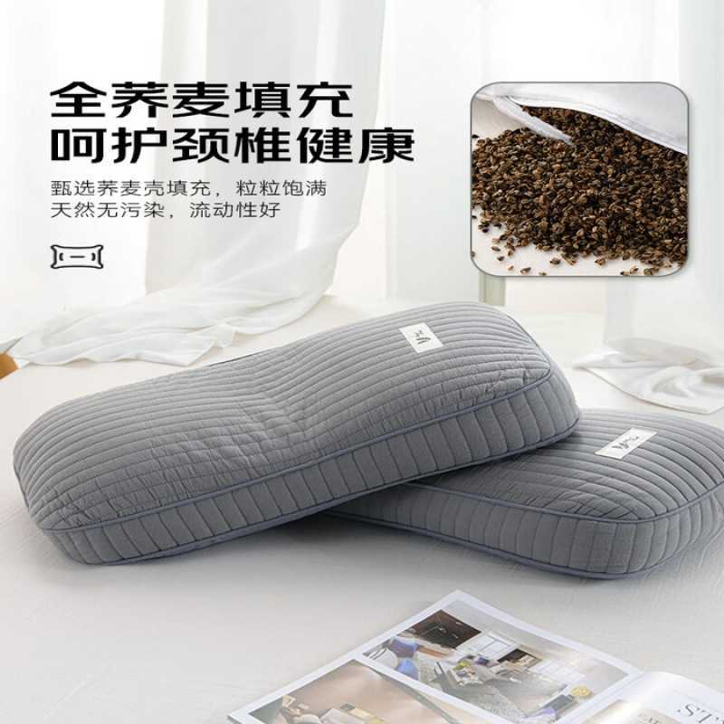 2025 New Soft and Comfortable Cotton Brushed Korean Sand-Washed Neck Protection Whole Buckwheat Pillow Pillow Core Student Dormitory Breathable