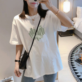 2025 New Maternity Wear Short-Sleeved T-Shirt Korean Style Loose Large Size Cotton Top Mid-Length Versatile T-Shirt Summer