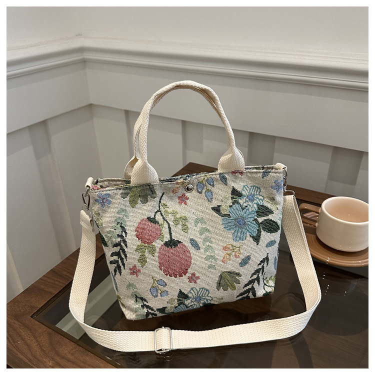 Canvas bag for women 2024 New large-capacity handbag, printed tote bag, niche design, artistic single-shoulder bag for work undefined