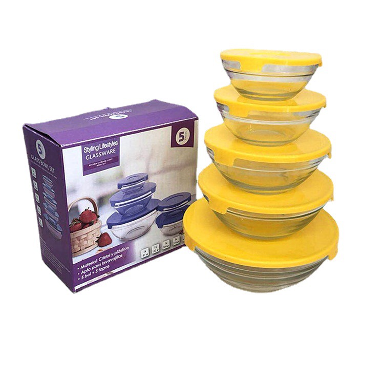 808 Glass Fresh-keeping Bowl Five-piece...