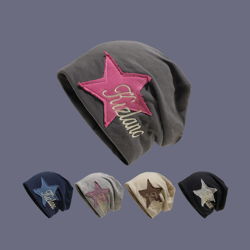 Algodón universitaria americana sombrero de pila de viento para mujeres otoño y invierno nicho de marea inins estrella gorro de protección de orejas gorro de luna