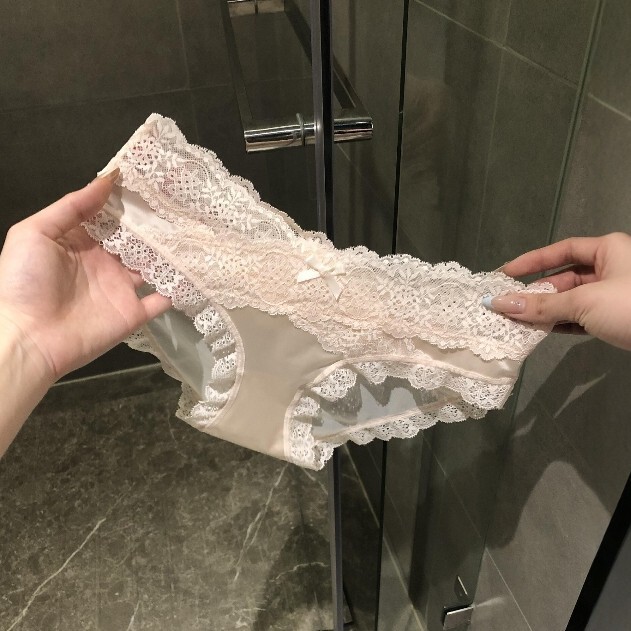 Turn over and Be Mesmerized by Beauty… French-Style Gentle Panties~ Purely Alluring V-Waist Sexy Lace Low-Waist Satin Briefs