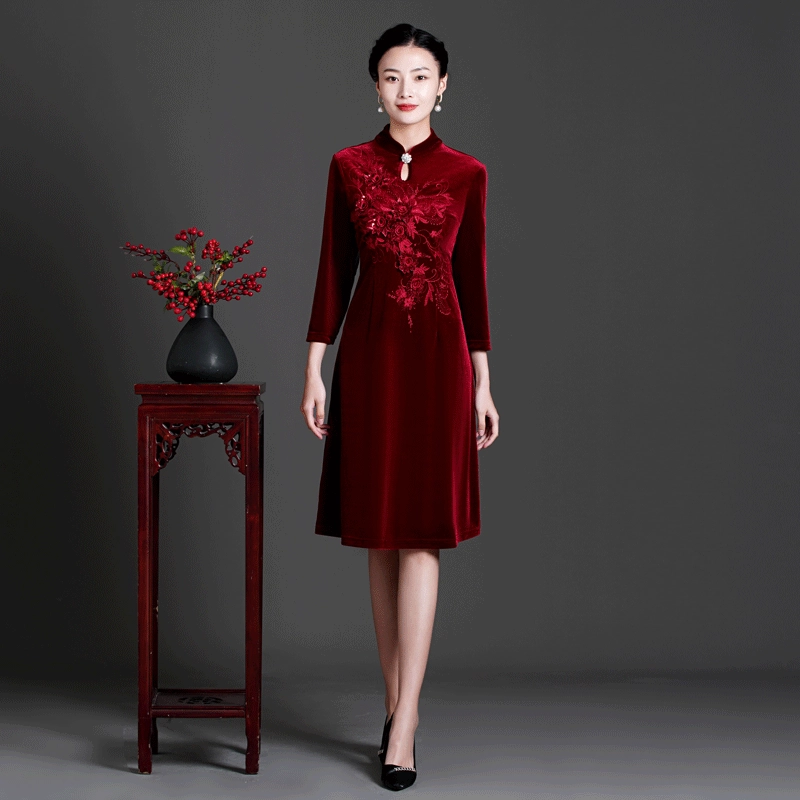 2022 весеннее свадебное платье для мамы элегантный золотой бархат вышивка мать Свадебный праздник