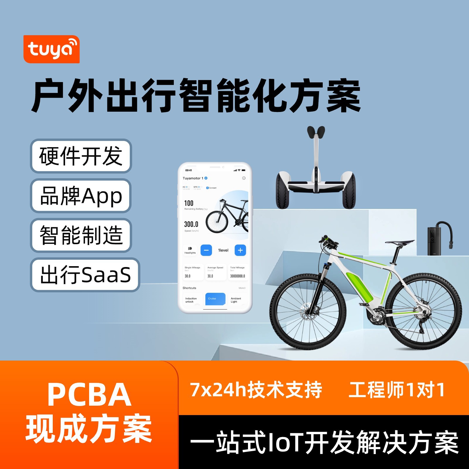 Tuya Outdoor Travel Intelligent Solution Development Electric Bicycle Scooter Balance Car Smart Travel Pcba