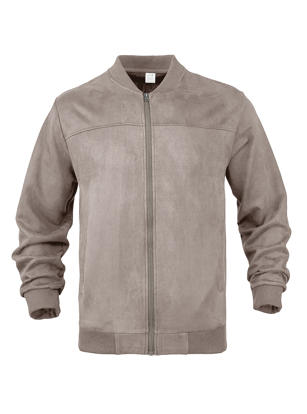 Transfronterizo nuevo Amazon gamuz hombre chaqueta de vuelo con cremallera europea y americana diseño de empalme de color sólido chaqueta simple
