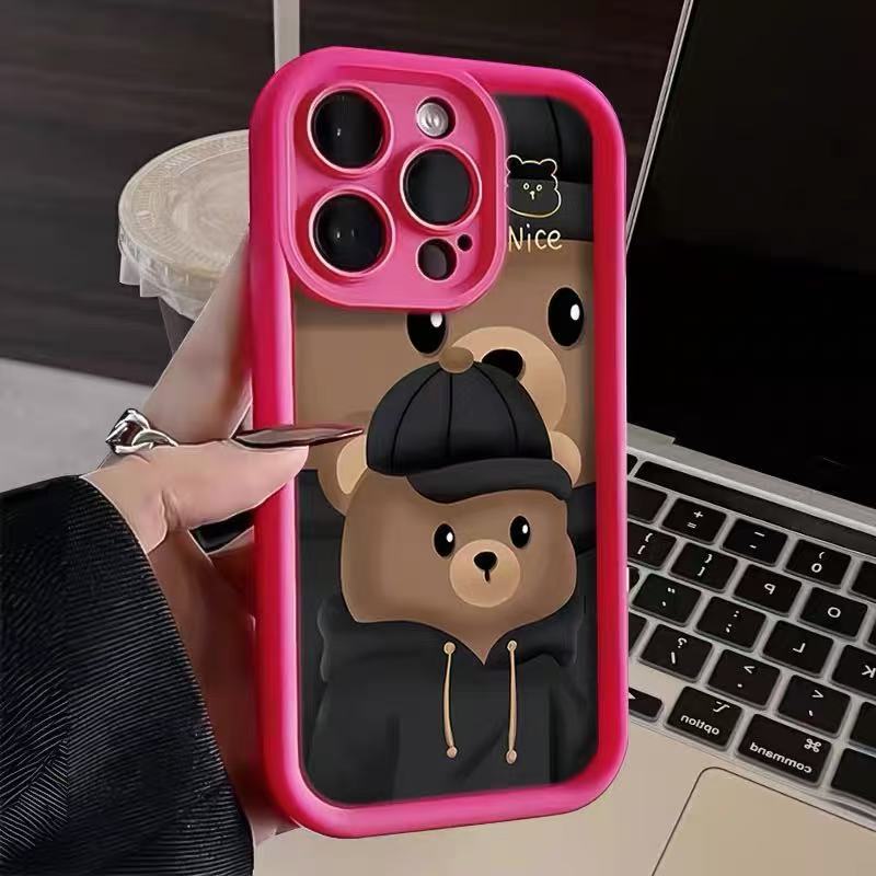Lindo oso marrón para iPhone 16pro funda para teléfono móvil Apple 15/14 Europa y América 13promax nuevo 12