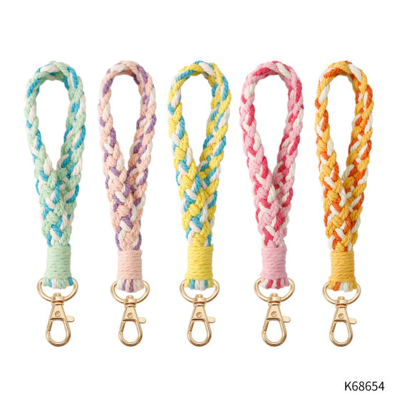 Dopamine Color Decompression Bohemian Style Wrist Band Keychain Hand-woven Intangible Handicraft Key Chain