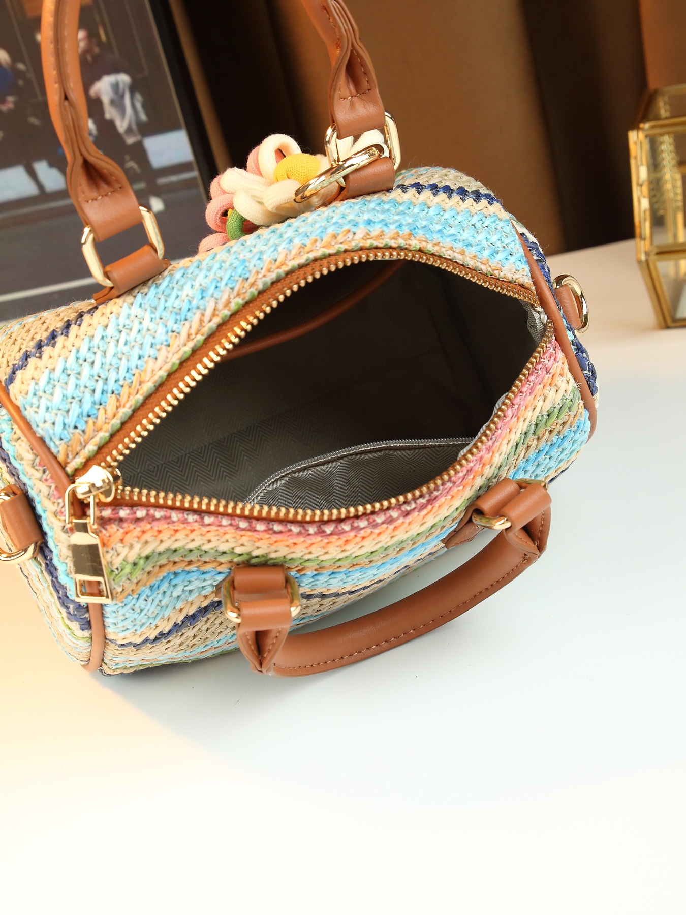 Women's Canvas Patchwork Bucket Bag For Casual Summer Commuting_voghion.com