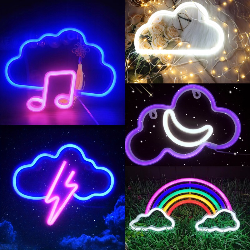 Led Cloud Lighting Rainbow Cloud Neon Light Cloud Moon Lightning Cloud Note Room Decoration Amazon Neon Light