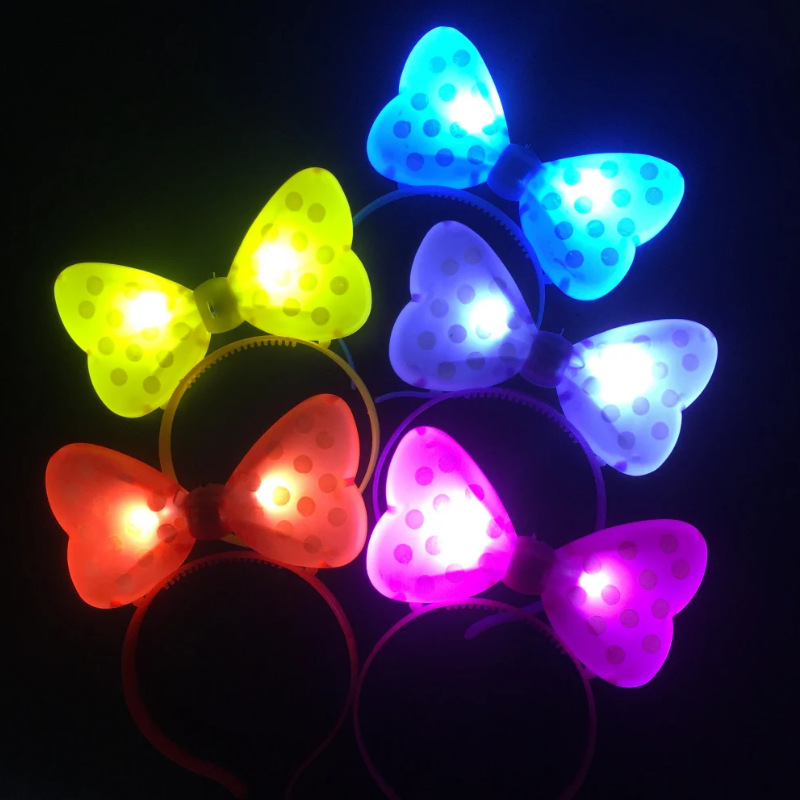 2023 Night Market Luminous Headwear with Light Bullhorn Luminous Headwear Flashing Headband Hair Band Light Hair Band Hair Clip