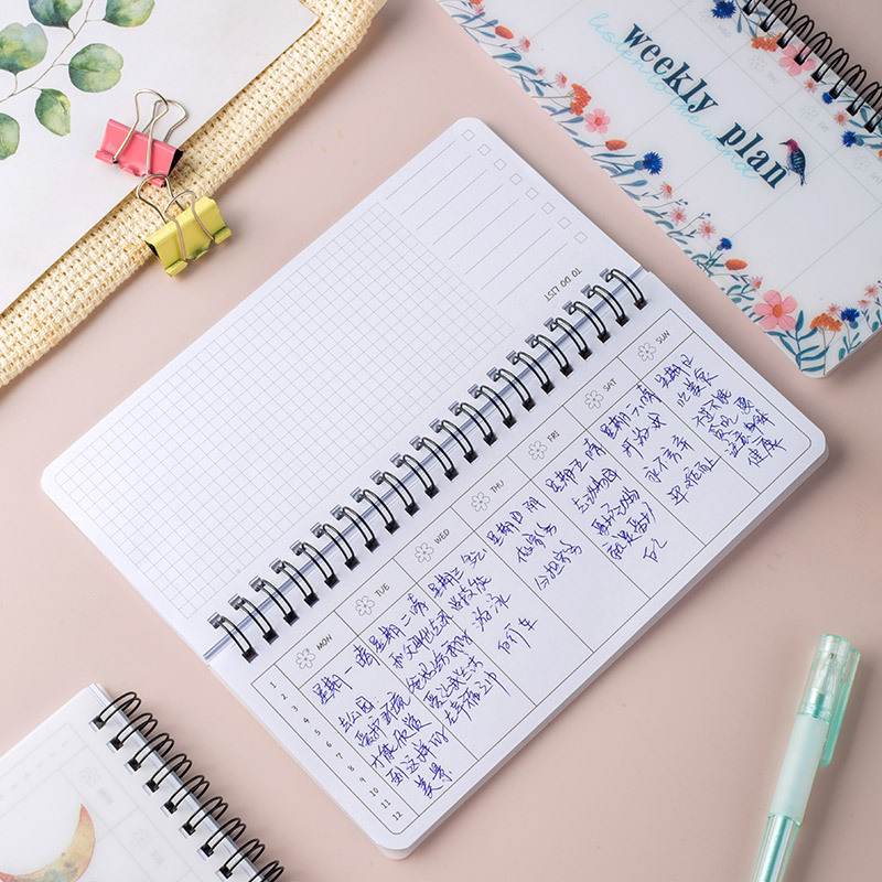 Guirnalda fresca fase lunar semana desgarrable plan diario libro Portátil bobina flip-up Bloc de notas 4 opciones