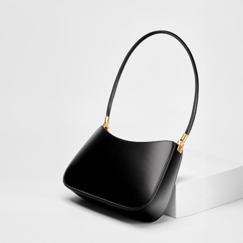 Spring/Summer New Niche Design Genuine Leather Commuter Baguette Bag 2026 French Style Underarm Shoulder Bag Retro Women's Handbag - Thumbnail 4