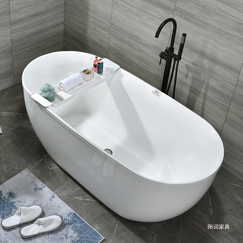 Insulated Bathtub, Acrylic Thin Edge Bathtub, Seamless Bathtub, Household Adult Freestanding European Bathtub, Chaise Lounge Bathtub
