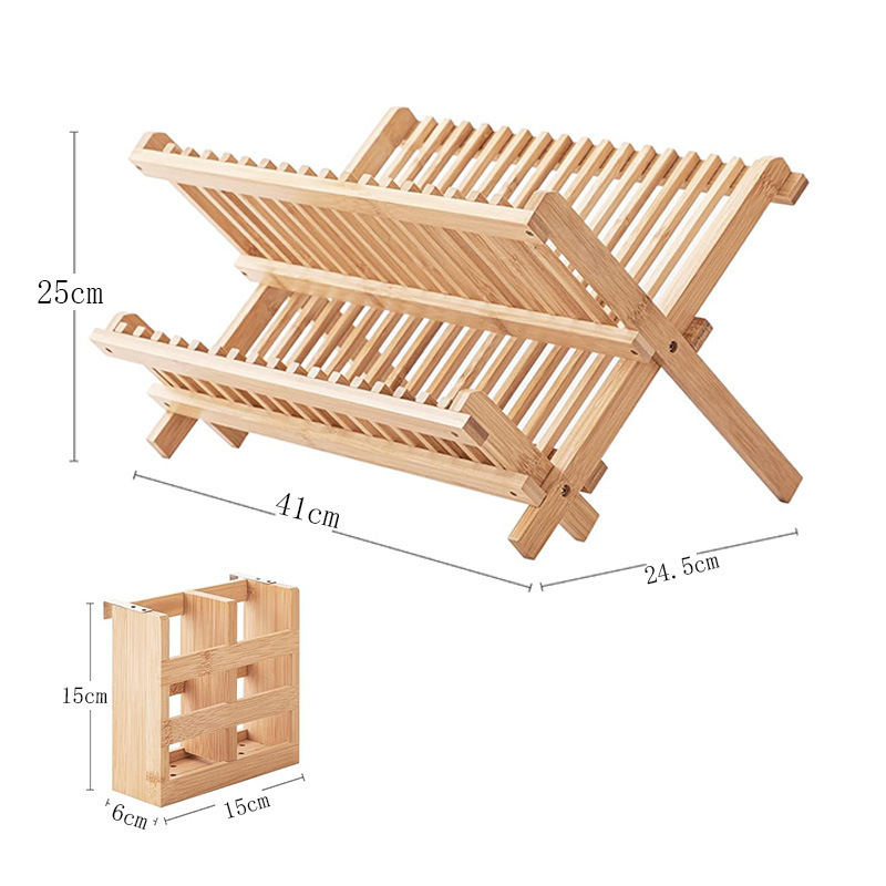 Transfronterizo Nan bambú doble capa drenaje estante de platos estante de cocina estante de platos con estante de platos de frijol