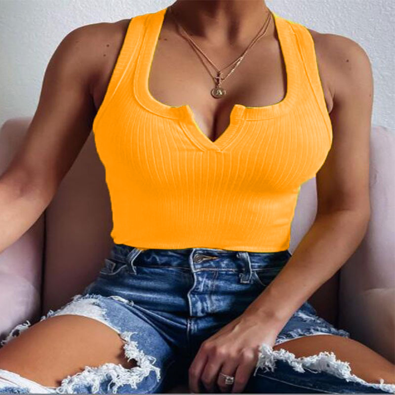 67g Weight Cotton Blend Fabric Type Regular Top Length Wholesale Women'S Fashion Solid Color Ruffles Tank Tops