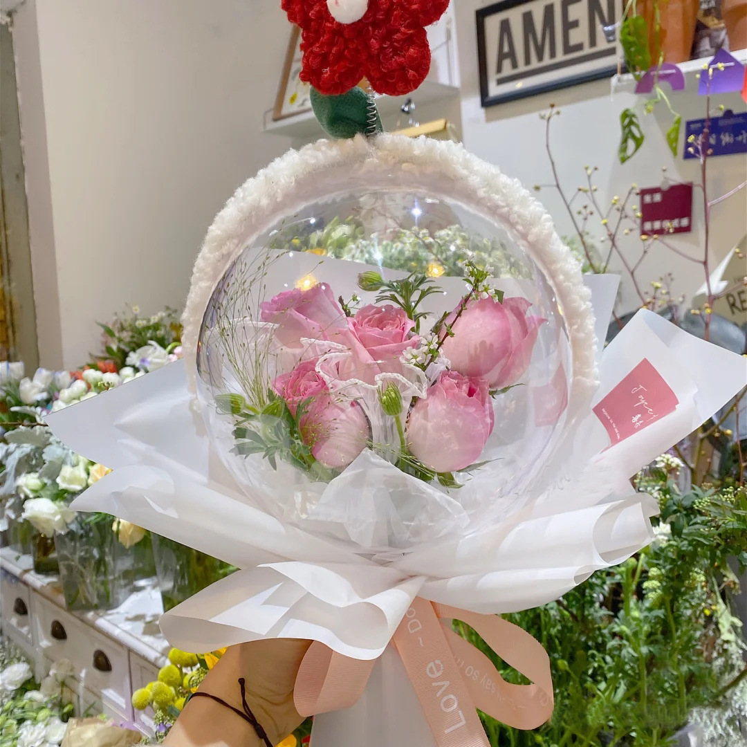 高透明亚克力波波球玫瑰花束甜蜜泡泡球包装材料花艺装饰用