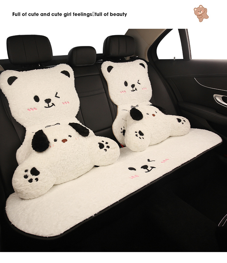 Winter Plush Cartoon Car Seat Cushion for Car Use to Keep Warm and Cold, Special Seat Cushion with Cute Little Waist, Non-Slip and Free of Binding