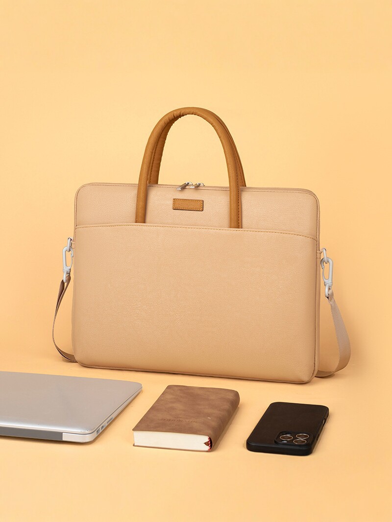 Business Simple Laptop Bag, Unisex, Large Capacity, Leather Briefcase, Office Document Bag, Fashionable New Style