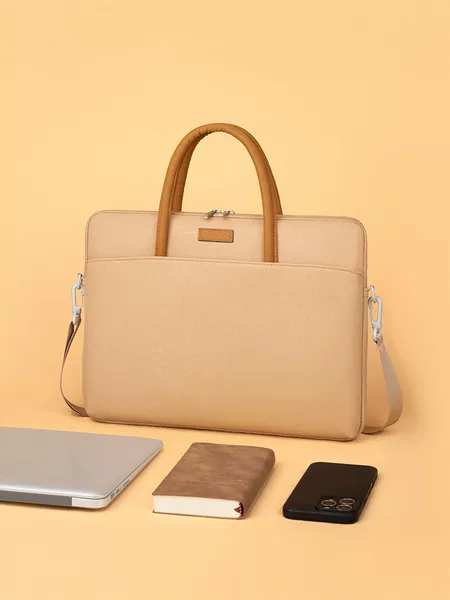 Business Simple Laptop Bag, Unisex, Large Capacity, Leather Briefcase, Office Document Bag, Fashionable New Style