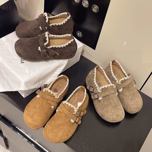 Popular and Bestselling Flat Birkenstock Shoes for Women, New Autumn Style, Fashionable and Versatile, Retro One-Piece Round-Toe Single Shoes