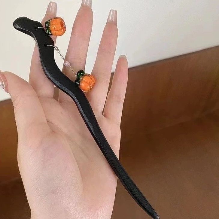 Caqui Ruyi ~ de alta calidad updo horquilla estilo antiguo hanfu tocado simple cheongsam accesorios horquilla de madera accesorios para el cabello de las mujeres