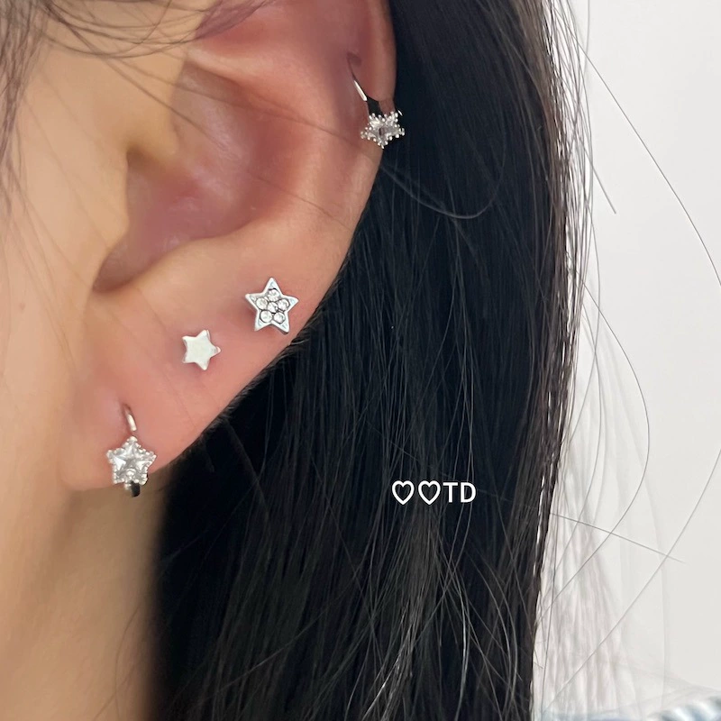 Sophisticated small earrings, simple and elegant design, diamond encrusted