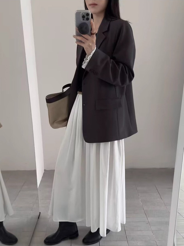 感灰色西装外套女韩版2025新款春秋季宽松巨好看休闲西服上衣百搭|undefined