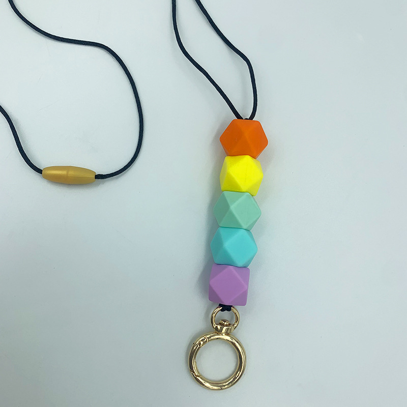 Amazon nuevo collar de insignia versátil maestro enfermera ID de estudiante Cordón de identificación de silicona con cuentas cordón llavero