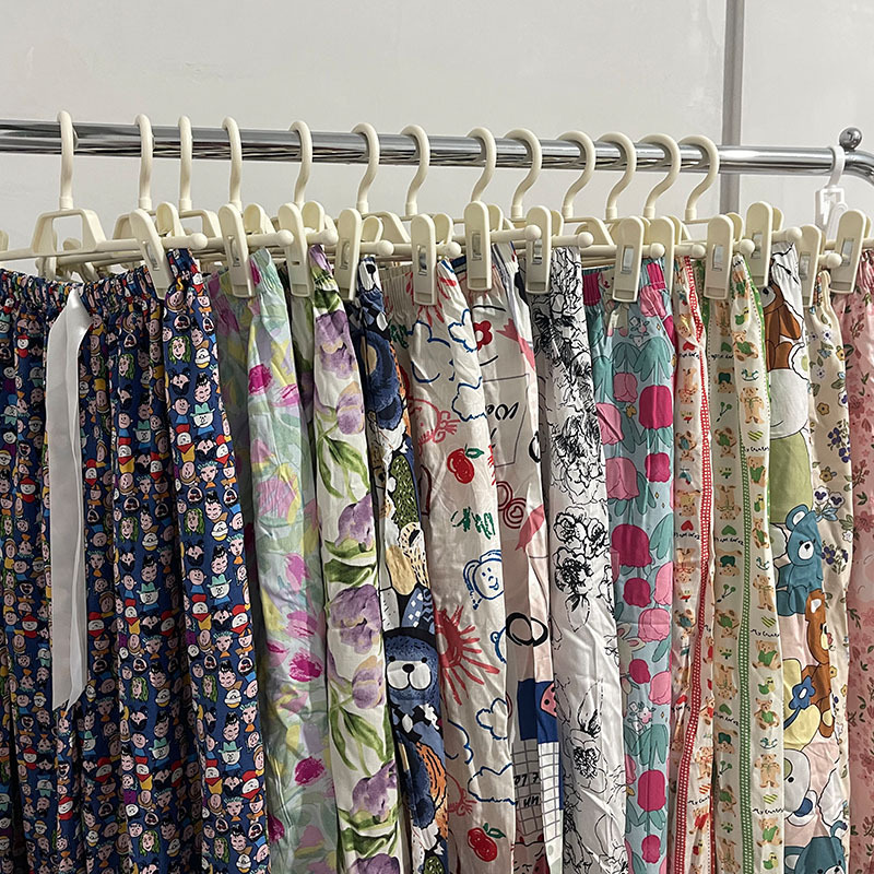 Pantalones anchos para mujer pantalones de pijama de algodón de verano para mujer Pantalones casuales de ropa para el hogar pantalones finos antimosquitos de noveno mes para mujer se pueden usar afuera