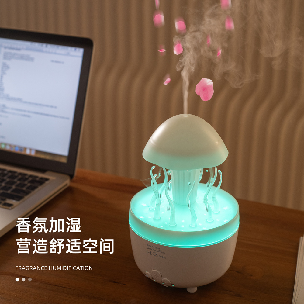 Personalizado nuevo estilo giratorio máquina de aromaterapia de gota de agua escritorio para el hogar colorido humidificador de aire de hierba de agua regalo de grano de madera al por mayor