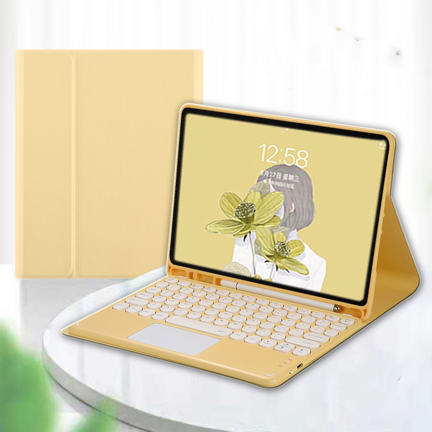 iPad 蓝牙 键盘 带笔槽 平板 皮套 全包 防摔 无线