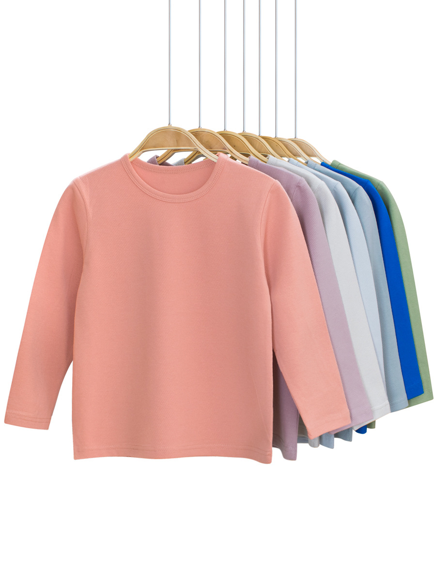 27 niños de primavera y otoño ropa para niños camisa de fondo para niños de estilo coreano color sólido Bebé Ropa para niños Camiseta de manga larga entrega de una pieza