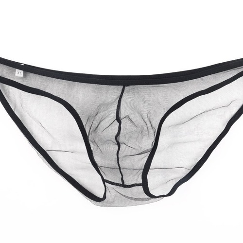 New gay men's underwear foreign trade European and American see-through fine mesh pouch low-waist briefs men's large size C-034