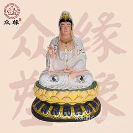 极彩坐莲观音佛像 树脂玻璃钢塑造送子观音 踩莲观音彩绘佛像图片