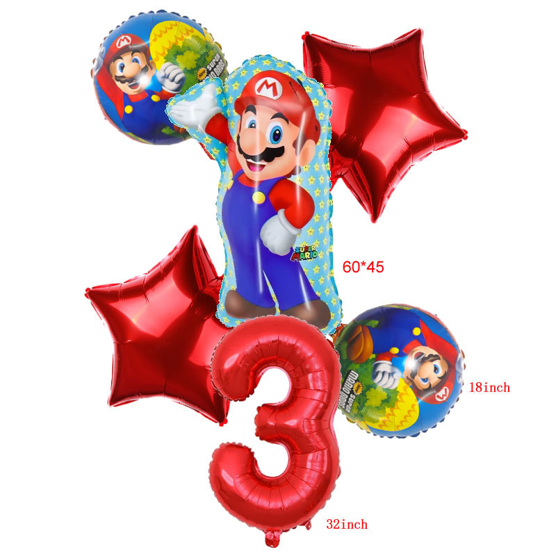 Transfronterizo Mario modelado de globos de aluminio Mario tema juego de cumpleaños diseño de juguete decoración del partido papel de aluminio
