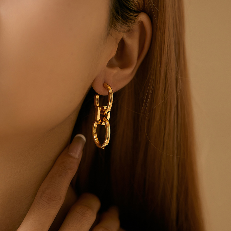1 Pair Simple Style Geometric Plating Copper Drop Earrings display picture 2