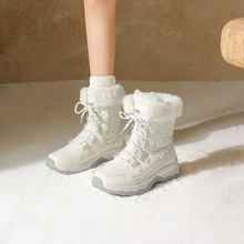 奥古狮登厚底雪地靴女2025新款冬季加绒加厚户外棉鞋白色马丁靴子
