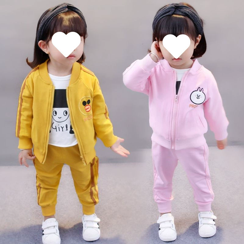 Детский спортивный костюм для девочек от 1 до 3 лет, полностью хлопковый, модная детская одежда для девочек на весну и осень.