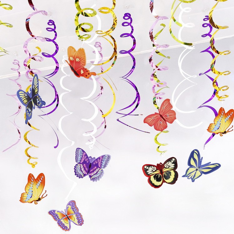 Mariposa tema PVC espiral colgante ornamento Día de San Valentín decoración colgante ornamento vacaciones cumpleaños escuela jardín de infantes Decoración