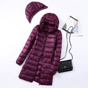 Add large size light down jacket women's middle and long fat mm200 kg middle-aged ultra-light ultra-thin super large